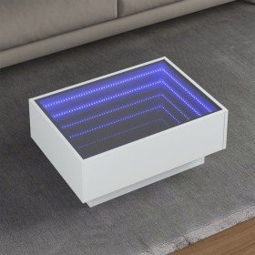 Mesa de centro con LED madera de ingeniería blanca 70x50x30 cm en Mesas de centro | Comprar online en Foro24