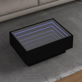 Mesa de centro con LED madera de ingeniería negro 70x50x30 cm en Mesas de centro | Comprar online en Foro24