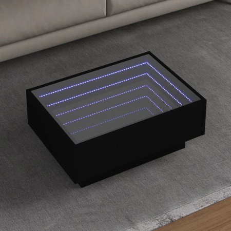 Mesa de centro con LED madera de ingeniería negro 70x50x30 cm en Mesas de centro | Comprar online en Foro24