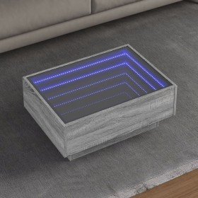 Mesa de centro y LED madera ingeniería gris Sonoma 70x50x30 cm en Mesas de centro | Comprar online en Foro24