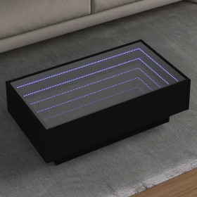 Mesa de centro con LED madera de ingeniería negro 90x50x30 cm Mesa de centro con LED madera de ingeniería negro 90x50x30 cm