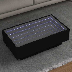 Mesa de centro con LED madera de ingeniería negro 90x50x30 cm en Mesas de centro | Comprar online en Foro24