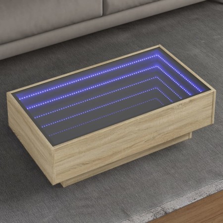 Mesa de centro y LED madera ingeniería roble Sonoma 90x50x30 cm en Mesas de centro | Comprar online en Foro24