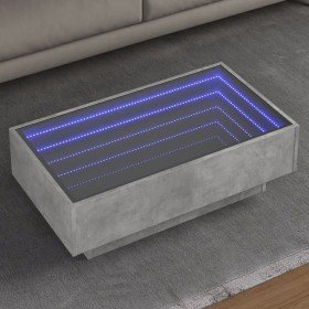 Mesa de centro y LED madera ingeniería gris hormigón 90x50x30cm en Mesas de centro | Comprar online en Foro24