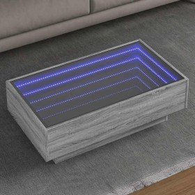 Mesa de centro y LED madera ingeniería gris Sonoma 90x50x30 cm en Mesas de centro | Comprar online en Foro24