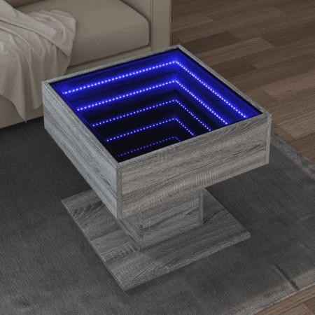 Mesa de centro y LED madera ingeniería gris Sonoma 50x50x45 cm en Mesas de centro | Comprar online en Foro24