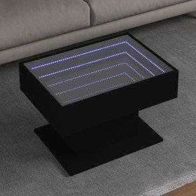 Mesa de centro con LED madera de ingeniería negro 70x50x45 cm en Mesas de centro | Comprar online en Foro24