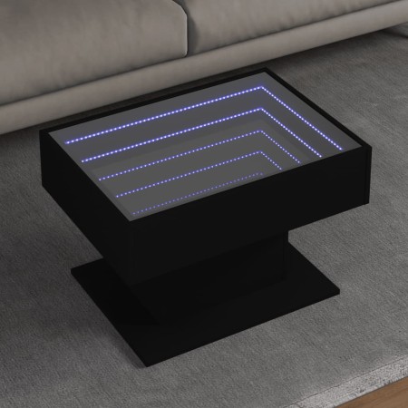 Mesa de centro con LED madera de ingeniería negro 70x50x45 cm en Mesas de centro | Comprar online en Foro24