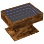 Mesa de centro y LED madera ingeniería roble ahumado 70x50x45cm