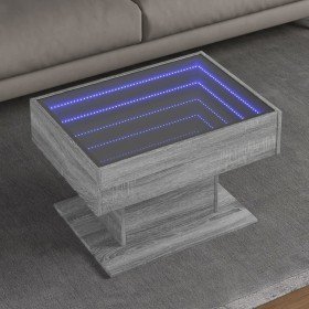 Mesa de centro y LED madera ingeniería gris Sonoma 70x50x45 cm en Mesas de centro | Comprar online en Foro24
