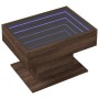 Mesa de centro y LED madera ingeniería marrón roble 70x50x45 cm
