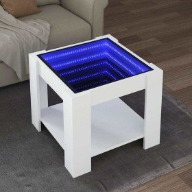 Mesa de centro con LED madera de ingeniería blanca 53x53x45 cm en Mesas de centro | Comprar online en Foro24