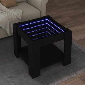 Mesa de centro con LED madera de ingeniería negro 53x53x45 cm Mesa de centro con LED madera de ingeniería negro 53x53x45 cm