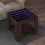 Mesa de centro y LED madera ingeniería marrón roble 53x53x45 cm