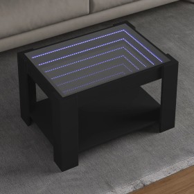 Mesa de centro con LED madera de ingeniería negro 73x53x45 cm Mesa de centro con LED madera de ingeniería negro 73x53x45 cm