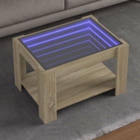 Mesa de centro y LED madera ingeniería roble Sonoma 73x53x45 cm Mesa de centro y LED madera ingeniería roble Sonoma 73x53x45 cm