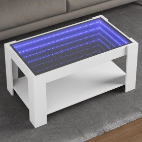 Mesa de centro con LED madera de ingeniería blanca 93x53x45 cm Mesa de centro con LED madera de ingeniería blanca 93x53x45 cm