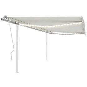 Toldo retráctil manual con luz LED crema 4x3 m Toldo retráctil manual con luz LED crema 4x3 m