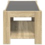 Mesa de centro y LED madera ingeniería roble Sonoma 93x53x45 cm