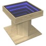 Mesa de centro y LED madera ingeniería roble Sonoma 50x50x45 cm