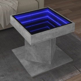 Mesa de centro y LED madera ingeniería gris hormigón 50x50x45cm en Mesas de centro | Comprar online en Foro24