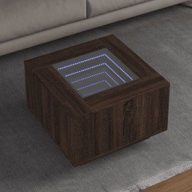 Mesa de centro y LED madera ingeniería marrón roble 60x60x40 cm en Mesas de centro | Comprar online en Foro24