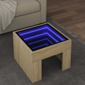 Mesa de centro con Infinity LED roble Sonoma 40x40x30 cm Mesa de centro con Infinity LED roble Sonoma 40x40x30 cm