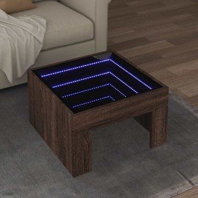 Mesa de centro con Infinity LED marrón roble 50x50x30 cm en Mesas de centro | Comprar online en Foro24