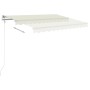 Toldo retráctil automático con postes crema 4x3 m