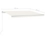 Toldo retráctil automático con postes crema 4x3 m