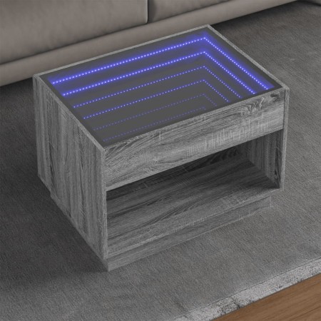 Mesa de centro con Infinity LED gris Sonoma 70x50x50 cm