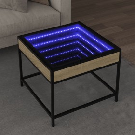 Mesa de centro con Infinity LED roble Sonoma 50x50x41 cm Mesa de centro con Infinity LED roble Sonoma 50x50x41 cm