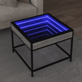 Mesa de centro con Infinity LED gris Sonoma 50x50x41 cm Mesa de centro con Infinity LED gris Sonoma 50x50x41 cm