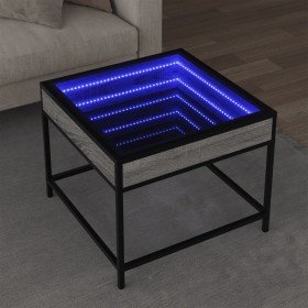 Mesa de centro con Infinity LED gris Sonoma 50x50x41 cm Mesa de centro con Infinity LED gris Sonoma 50x50x41 cm
