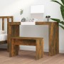 Frisierhocker aus geräuchertem Eichensperrholz, 70 x 35 x 45 cm von vidaXL, Schminkbänke - Ref: Foro24-820523, Preis: 27,43 €...