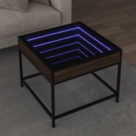 Mesa de centro con Infinity LED marrón roble 50x50x41 cm en Mesas de centro | Comprar online en Foro24