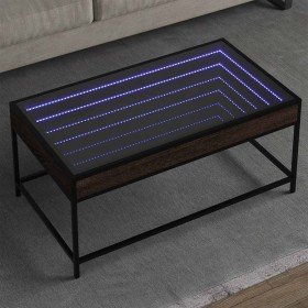 Mesa de centro con Infinity LED marrón roble 90x50x41 cm en Mesas de centro | Comprar online en Foro24