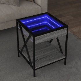 Mesa de centro con Infinity LED gris Sonoma 40x40x49 cm Mesa de centro con Infinity LED gris Sonoma 40x40x49 cm