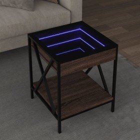 Mesa de centro con Infinity LED marrón roble 40x40x49 cm en Mesas de centro | Comprar online en Foro24