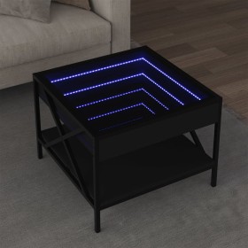 Mesa de centro con Infinity LED negro 50x50x38 cm Mesa de centro con Infinity LED negro 50x50x38 cm