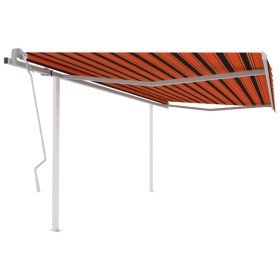 Toldo manual retráctil con postes naranja y marrón 4,5x3 m Toldo manual retráctil con postes naranja y marrón 4,5x3 m