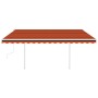 Toldo manual retráctil con postes naranja y marrón 4,5x3 m