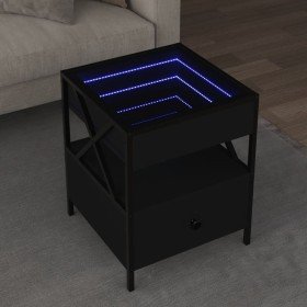 Mesita de noche con Infinity LED negra 40x40x51 cm en Mesas de centro | Comprar online en Foro24