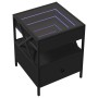 Mesita de noche con Infinity LED negra 40x40x51 cm
