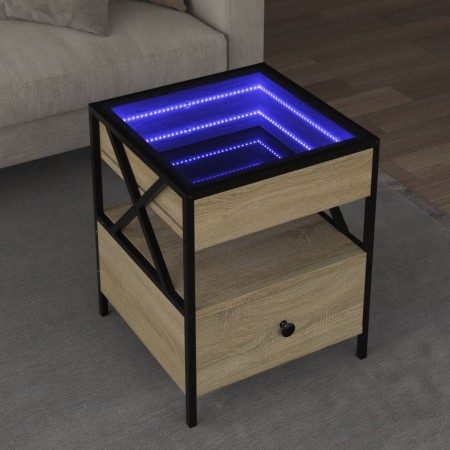Mesa de centro con Infinity LED roble Sonoma 40x40x51 cm