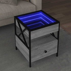 Mesa de centro con Infinity LED gris Sonoma 40x40x51 cm Mesa de centro con Infinity LED gris Sonoma 40x40x51 cm