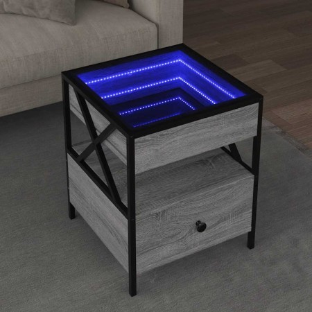 Mesa de centro con Infinity LED gris Sonoma 40x40x51 cm