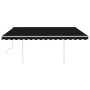 Toldo retráctil manual con luz LED gris antracita 4,5x3 m