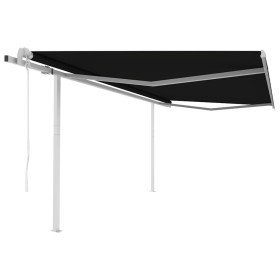 Toldo retráctil automático con postes gris antracita 4,5x3 m Toldo retráctil automático con postes gris antracita 4,5x3 m