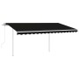 Toldo retráctil automático con postes gris antracita 4,5x3 m